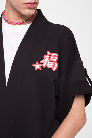 Kimono in tessuto felpa      nero