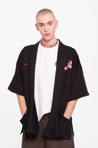 Kimono in tessuto felpa      nero