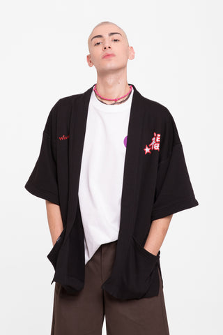 Kimono in tessuto felpa      nero