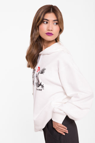 Felpa Dragone Hoodie        bianca