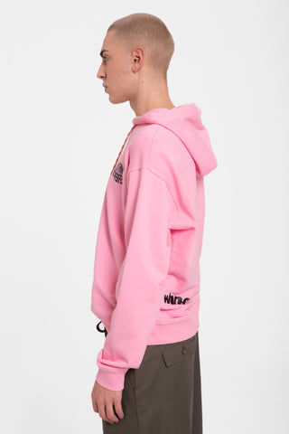 Felpa Hoodie Rosa stampa asimmetrica