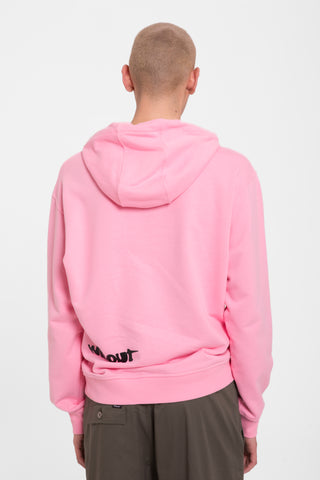 Felpa Hoodie Rosa stampa asimmetrica