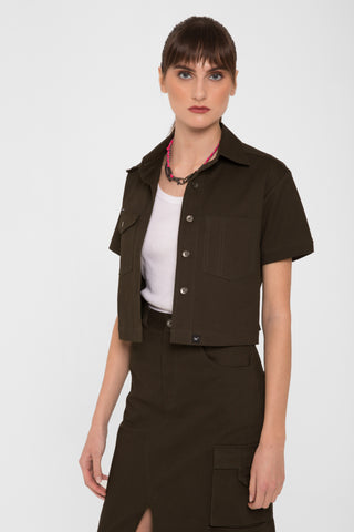 Giacca/camicia crop    verde militare