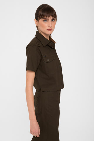 Giacca/camicia crop    verde militare