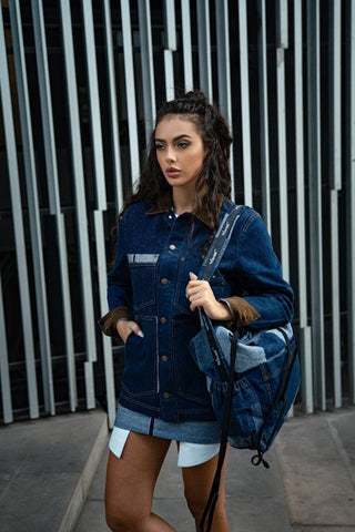 borsa denim patchwork