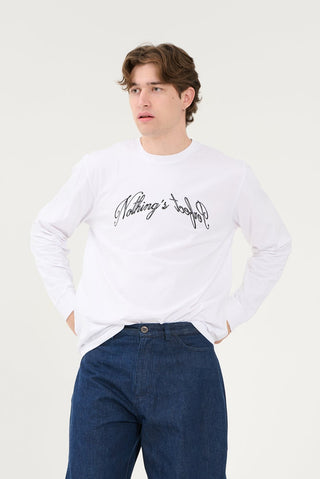 T Shirt manica lunga ricamo   bianco