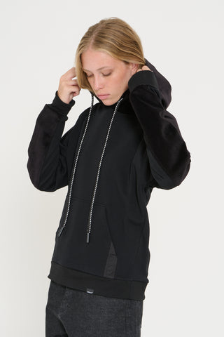 Felpa Hoodie dettagli velluto       nero