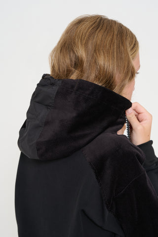 Felpa Hoodie dettagli velluto       nero