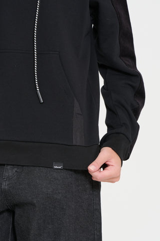 Felpa Hoodie dettagli velluto       nero