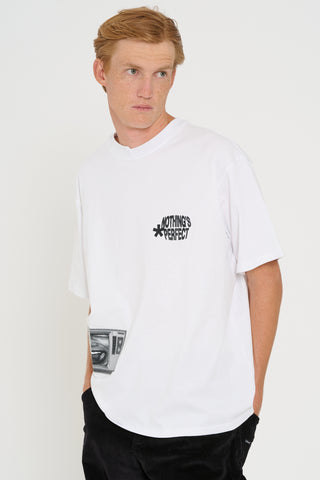 T Shirt stampa asimmetrica       bianco