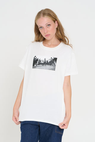 T shirt Slogan retro       bianco