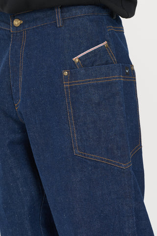 Pantalone denim tasche laterali