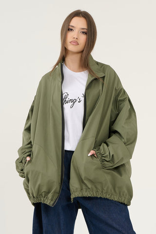 Bomber tessuto tecnico verde militare