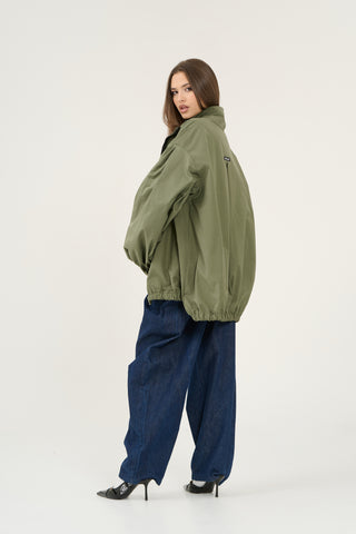 Bomber tessuto tecnico verde militare