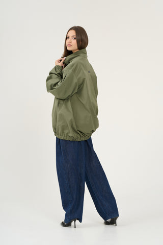 Bomber tessuto tecnico verde militare