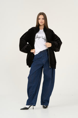 Bomber in velluto nero