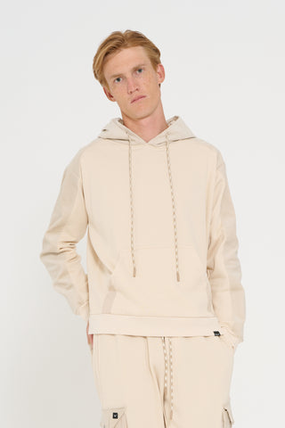 Felpa Hoodie dettagli velluto       crema