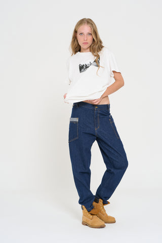 Pantalone denim tasche laterali