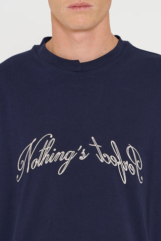 T-shirt  ricamo  "Nothing's Perfect"     Blu