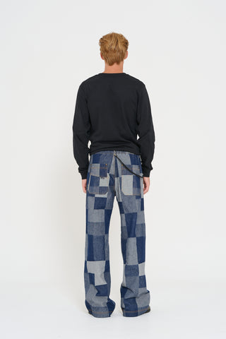 Pantalone a palazzo denim patchwork