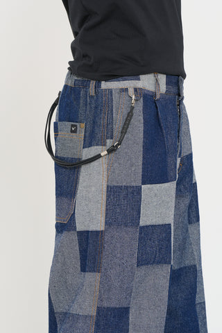 Pantalone a palazzo denim patchwork